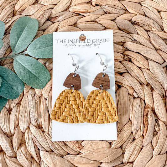 Trapezoid Earrings - Mustard Knit