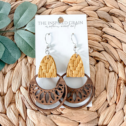 Boho Hoop Earrings - Mustard Knit