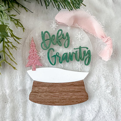 Pink and Green Snow Globe Ornament - Defy Gravity