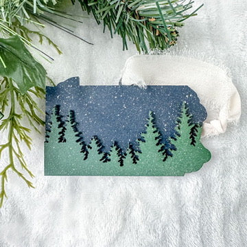 PA Snowy Trees Christmas Ornament