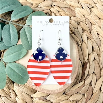Reverse Teardrop Earrings - Stars & Stripes