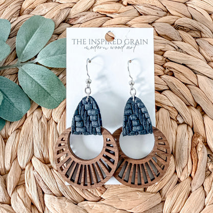 Radial Hoop Earrings - Charcoal Knit