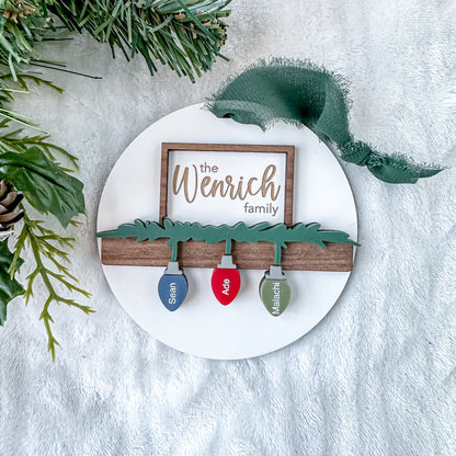 Christmas Lights Family Name Ornament