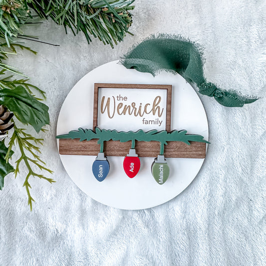 Christmas Lights Family Name Ornament