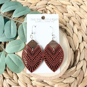 Mandala Teardrop Earrings - Deep Red