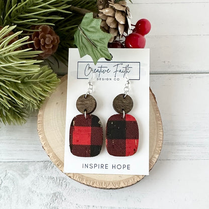 Rectangle Round Earrings - Buffalo Plaid