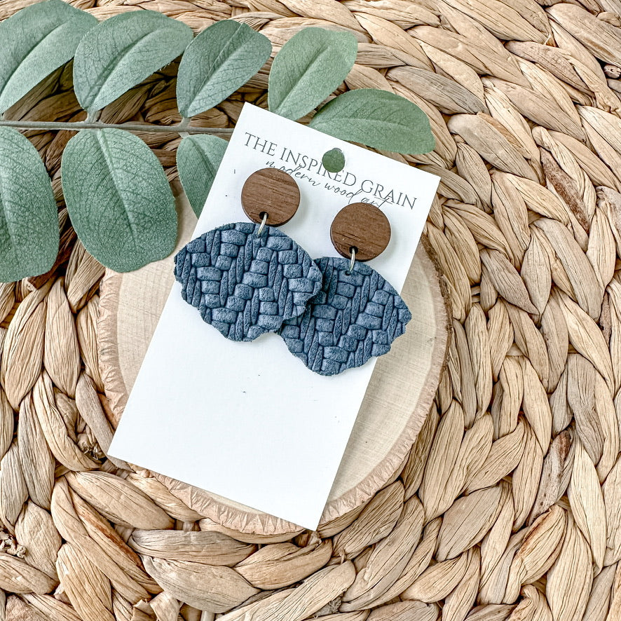 Scallop Earrings - Denim Knit