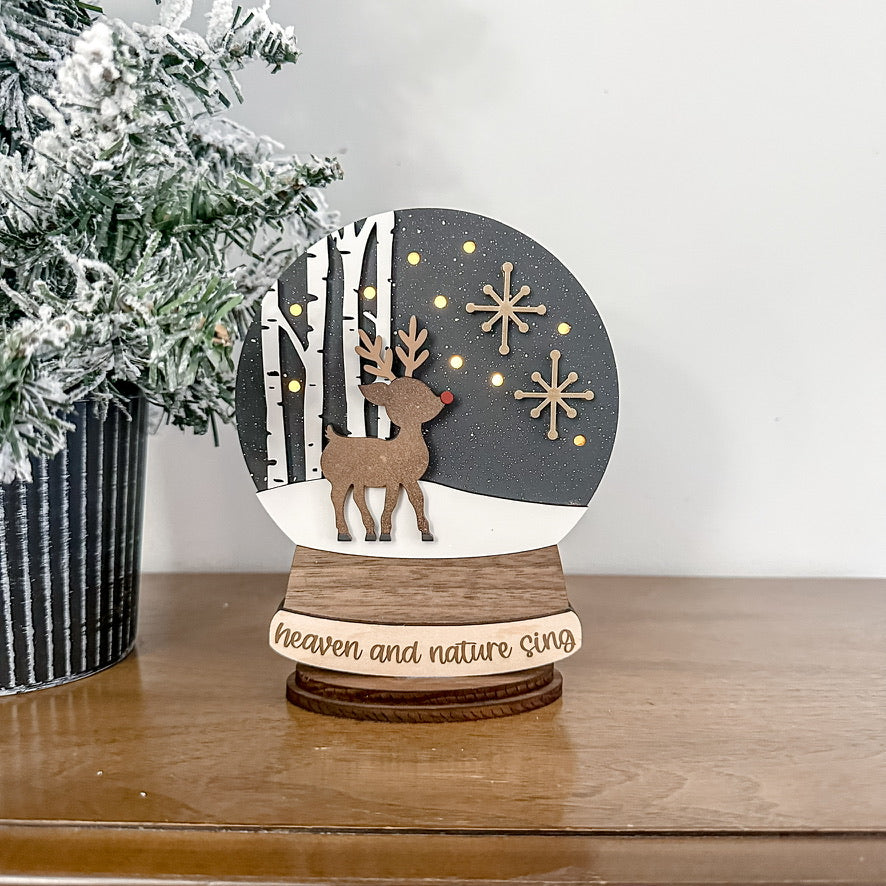 Reindeer Lighted Snow Globe
