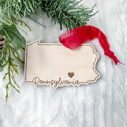 PA Heart Christmas Ornament
