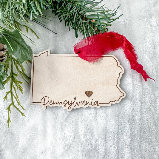 PA Heart Christmas Ornament