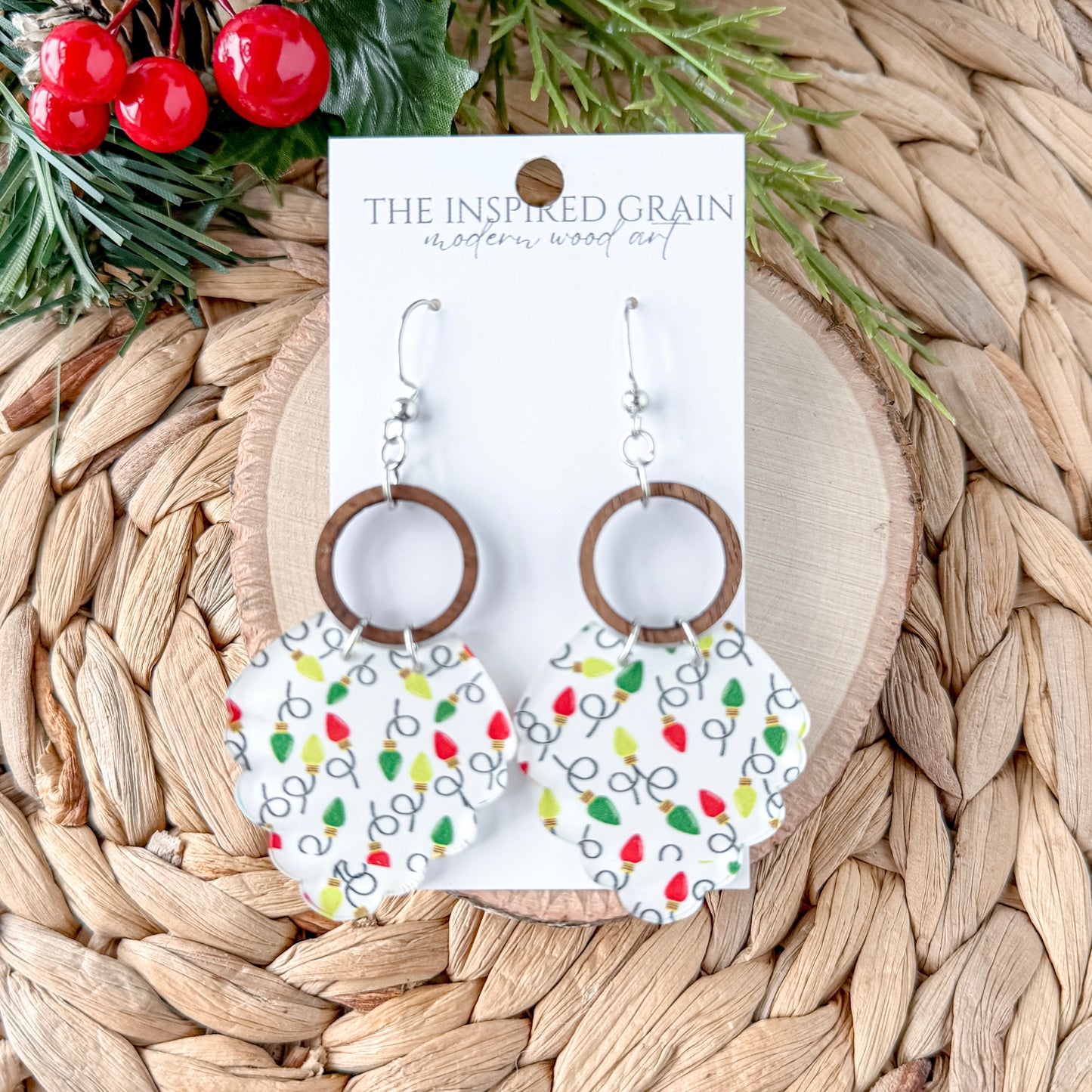 Scallop Hoop Earrings - Holiday Lights