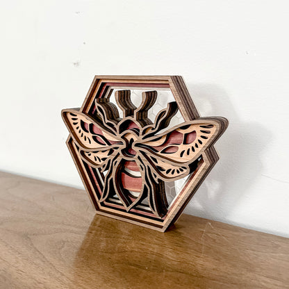 Bee Hexagon Shadowbox