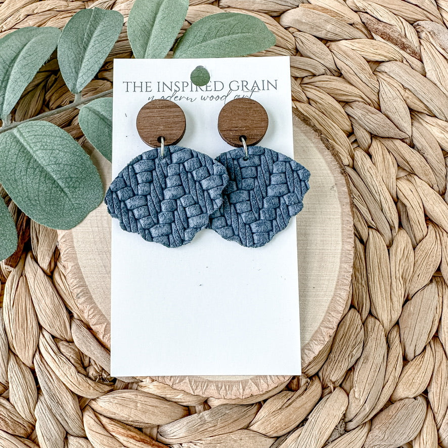 Scallop Earrings - Denim Knit