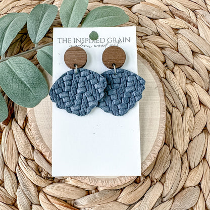 Scallop Earrings - Denim Knit