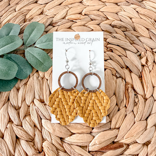 Scallop Hoop Earrings - Mustard Knit