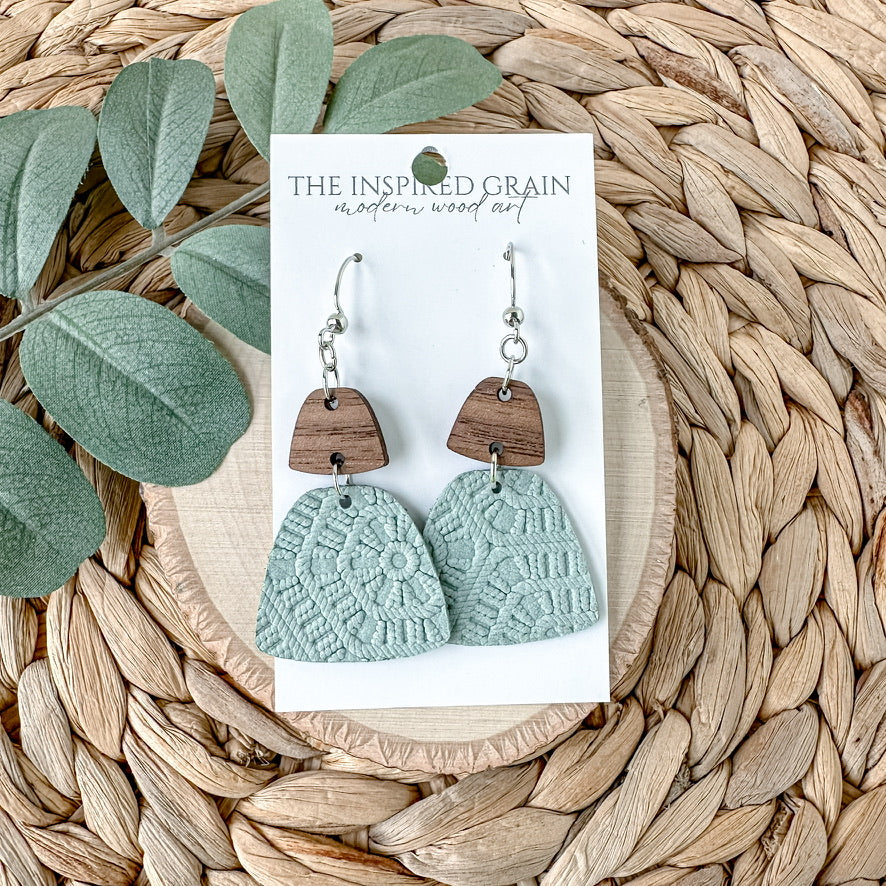 Trapezoid Earrings - Seafoam Lace