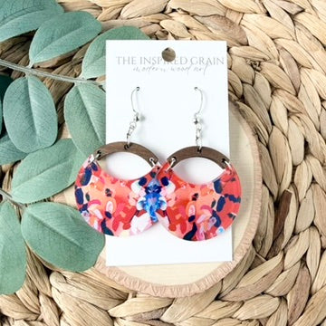 Round Arch Earrings - Americana Floral