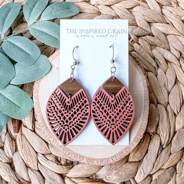 Mandala Teardrop Earrings | Pink