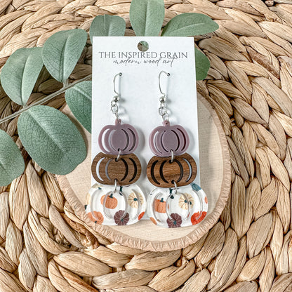Pumpkin Stack Earrings - lavender