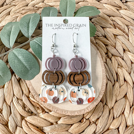 Pumpkin Stack Earrings - lavender