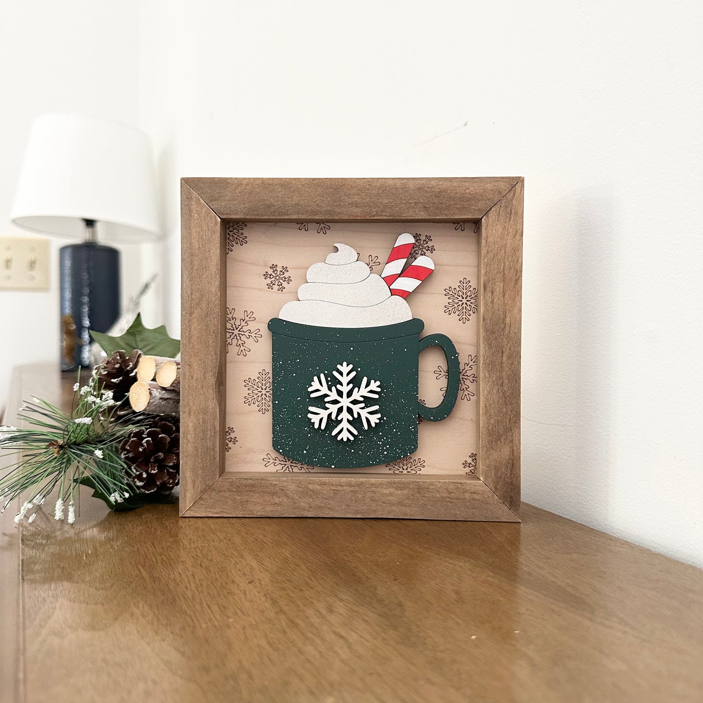 Snowflake Mug mini 3D wood sign