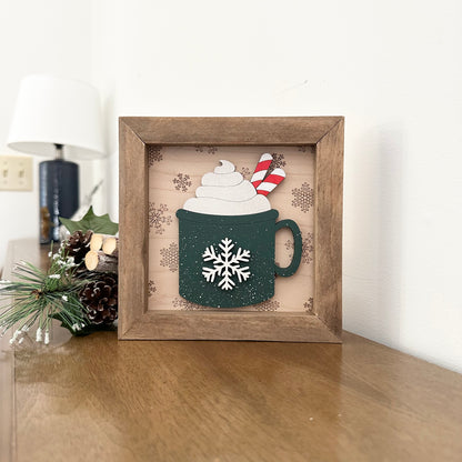 Snowflake Mug mini 3D wood sign
