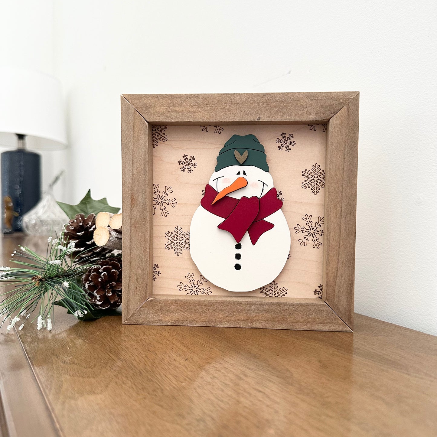 Snowman Beanie 3D mini wood sign