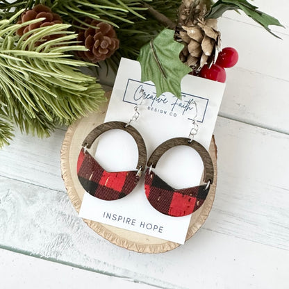 Split Arch Earrings - Buffalo Plaid
