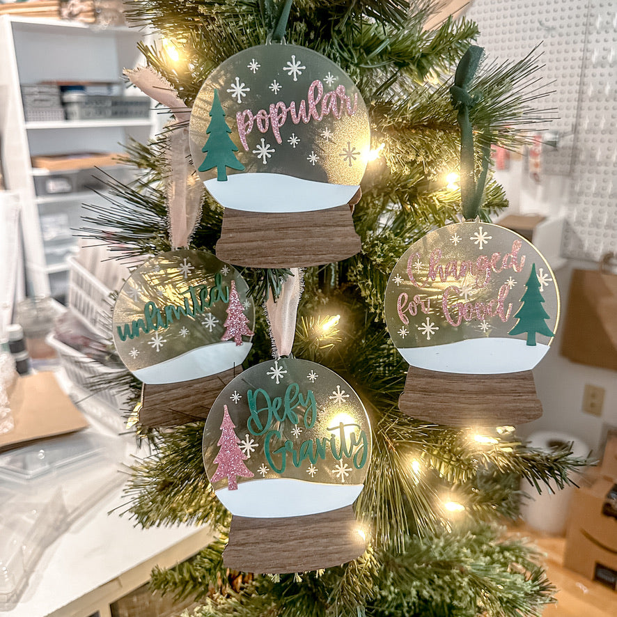 Pink and Green Snow Globe Ornament - Changed for Good