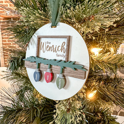 Christmas Lights Family Name Ornament