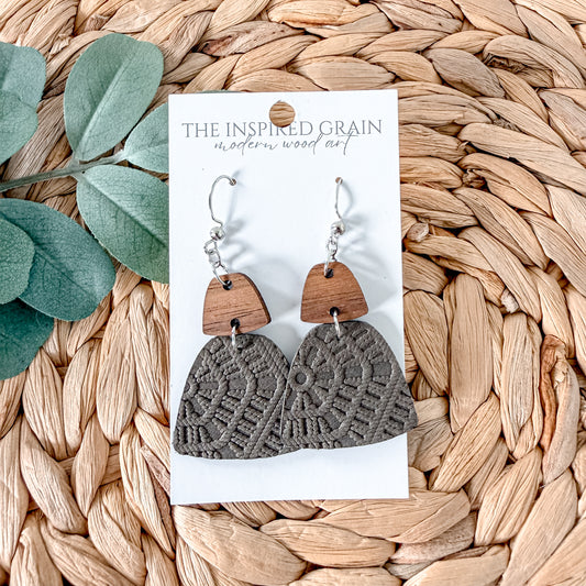 Trapezoid Earrings - Olive Lace