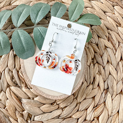 Pumpkin Earrings - fall floral