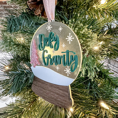 Pink and Green Snow Globe Ornament - Defy Gravity