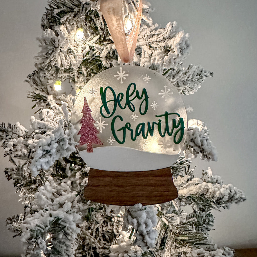 Pink and Green Snow Globe Ornament - Defy Gravity