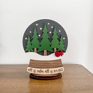 Pine Trees Lighted Snow Globe