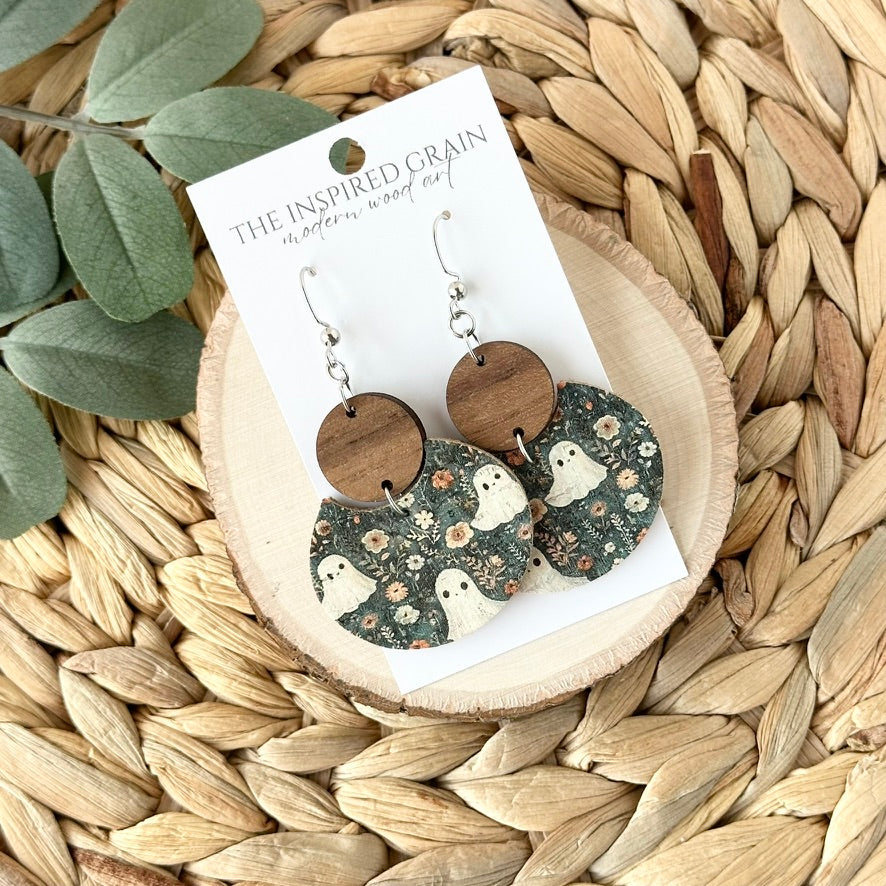 Half Moon Earrings - Floral Ghost