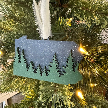 PA Snowy Trees Christmas Ornament