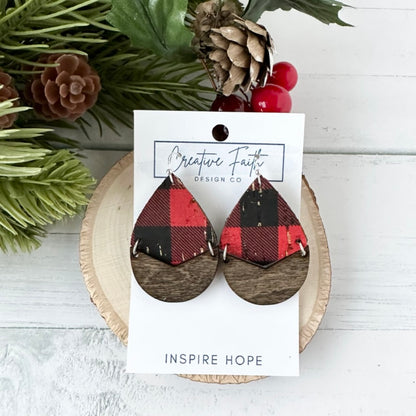 Split Teardrop Earrings - Buffalo Plaid