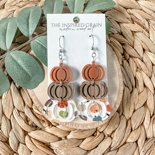 Pumpkin Stack Earrings - orange
