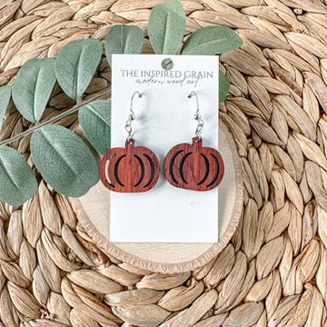 Pumpkin Earrings - paduk wood