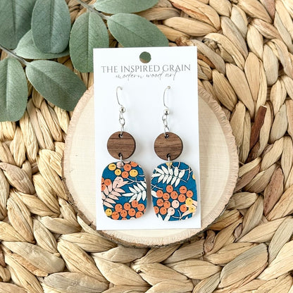 Rectangle Round Earrings - Fall Berries