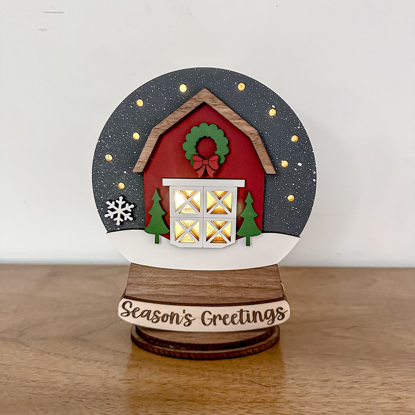 Red Barn Lighted Snow Globe