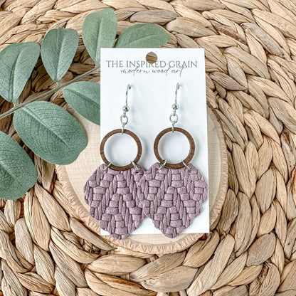 Scallop Hoop Earrings - Lavender Knit