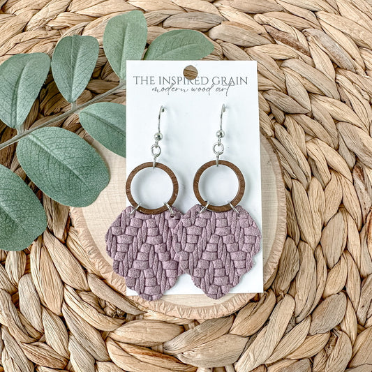 Scallop Hoop Earrings - Lavender Knit