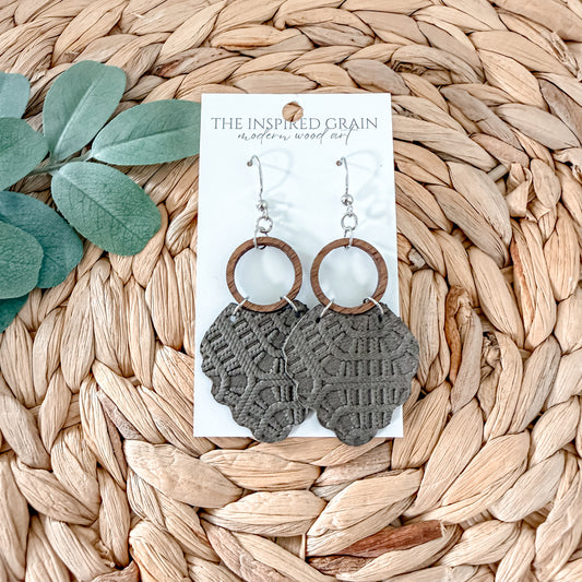 Scallop Hoop Earrings - Olive Lace