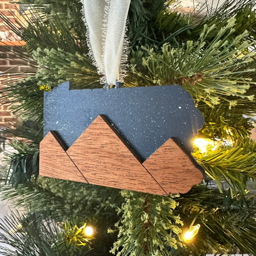 PA Mountains Christmas Ornament