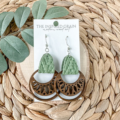 Boho Hoop Earrings - Fern Knit