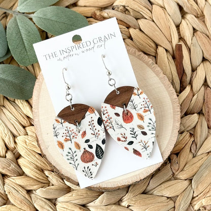 Reverse Teardrop Earrings - Fall Leaves