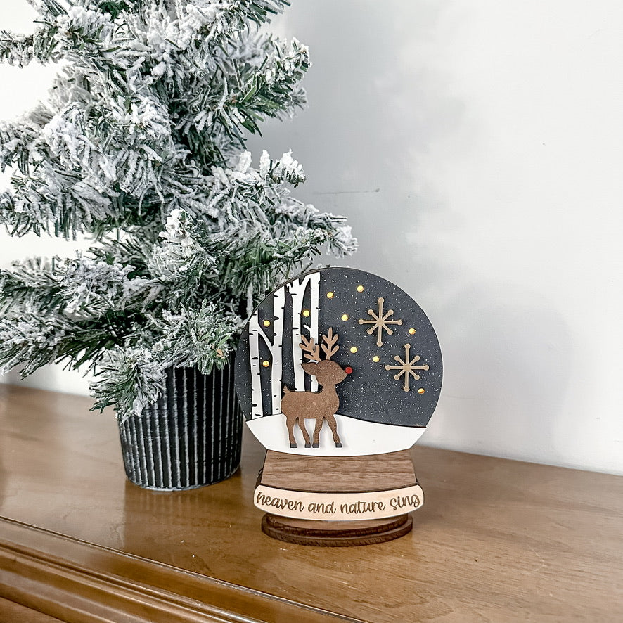 Reindeer Lighted Snow Globe