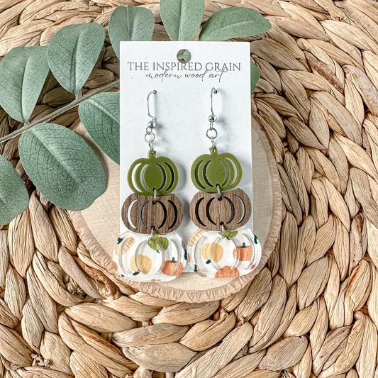 Pumpkin Stack Earrings - green